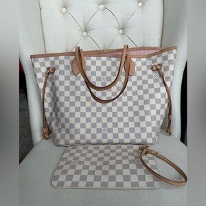 Louis Vuitton Neverfull MM - Damier Azur - Rose Ballerine